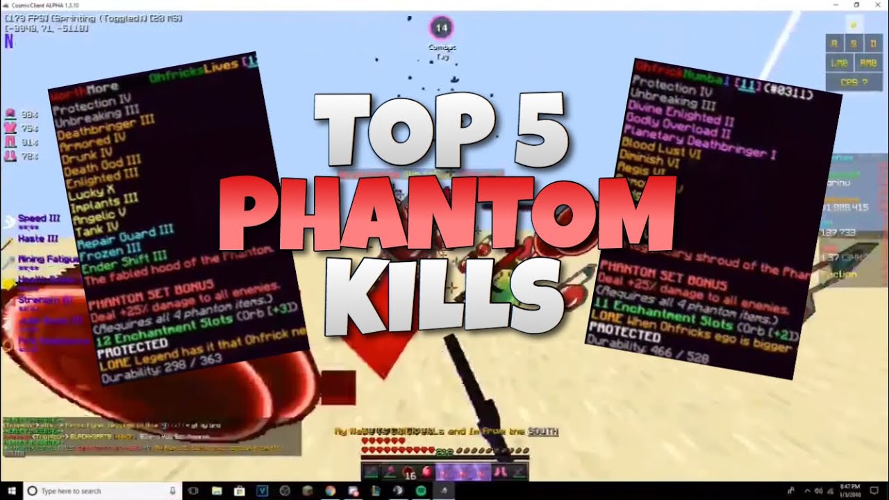 TOP 5 PHANTOM KILLS (CosmicPVP)