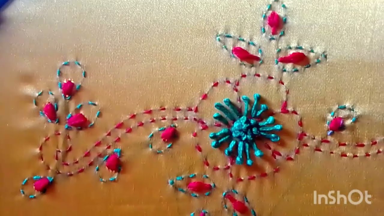 Beautiful hand embroidery stitching,kacha tanka embroidery design,