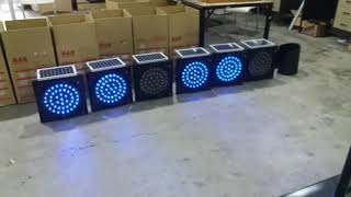 Solar blue LED flashing amber light with 1 year warranty. Visit www.pancarselamat.com.my
