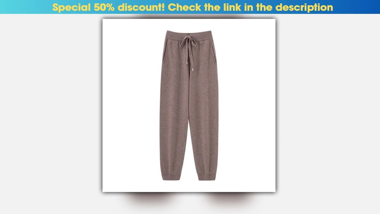 2024 Autumn And Winter New 100 Pure Wool Flat Small Foot Pants Women Loose High Waist Lean Knitted