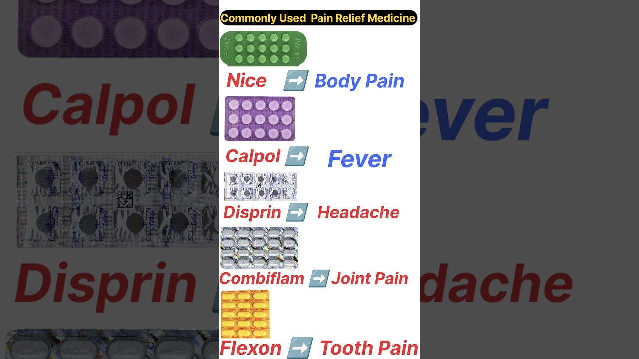 5 most commonly used pain reliever medicine 