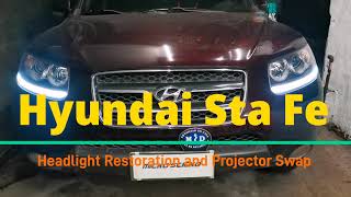 Hyundai Sta Fe Headlight Lens Removal, Restoration and Hella G5 EX Projector Swap