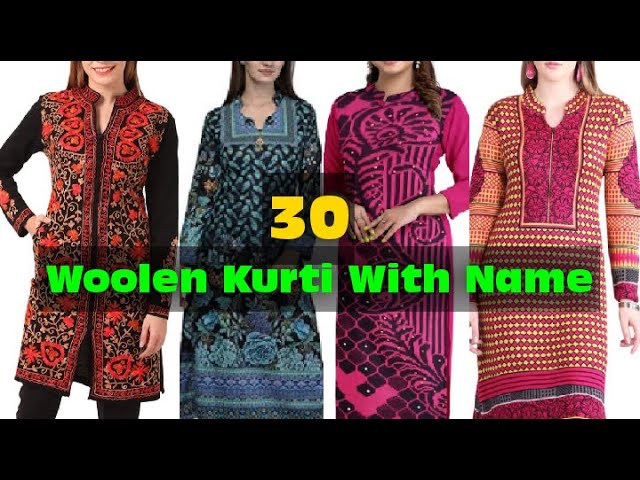 IndiWeaves Women Fleece Warm Full Sleeves Printed Kurtis for Winters  (M,Green,Black) Pack of 2 : Amazon.in: Fashion