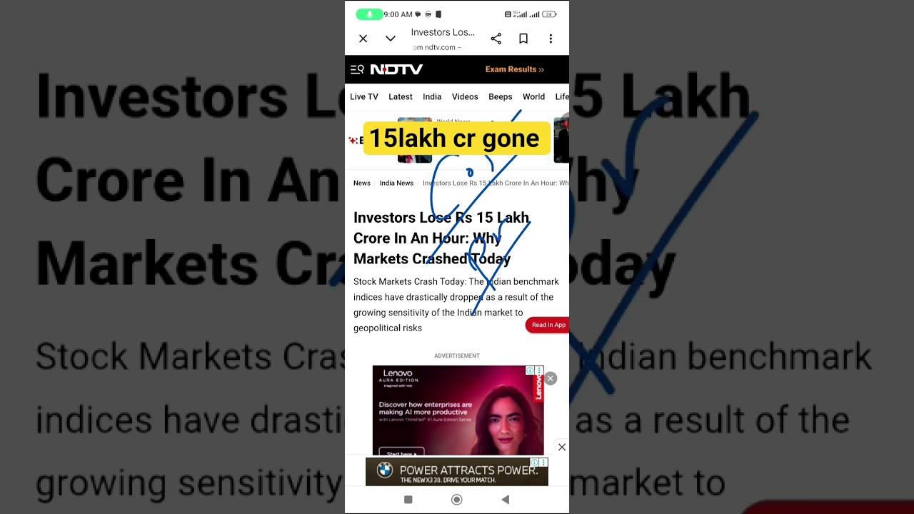 investors loss 15lakh crore in hour | stock market crash news |stock market crash