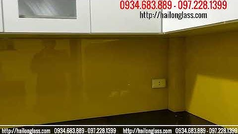 KÍNH ỐP BẾP MÀU  VÀNG CHANH THI CÔNG TẠI HOA LÂM LONG BIÊN