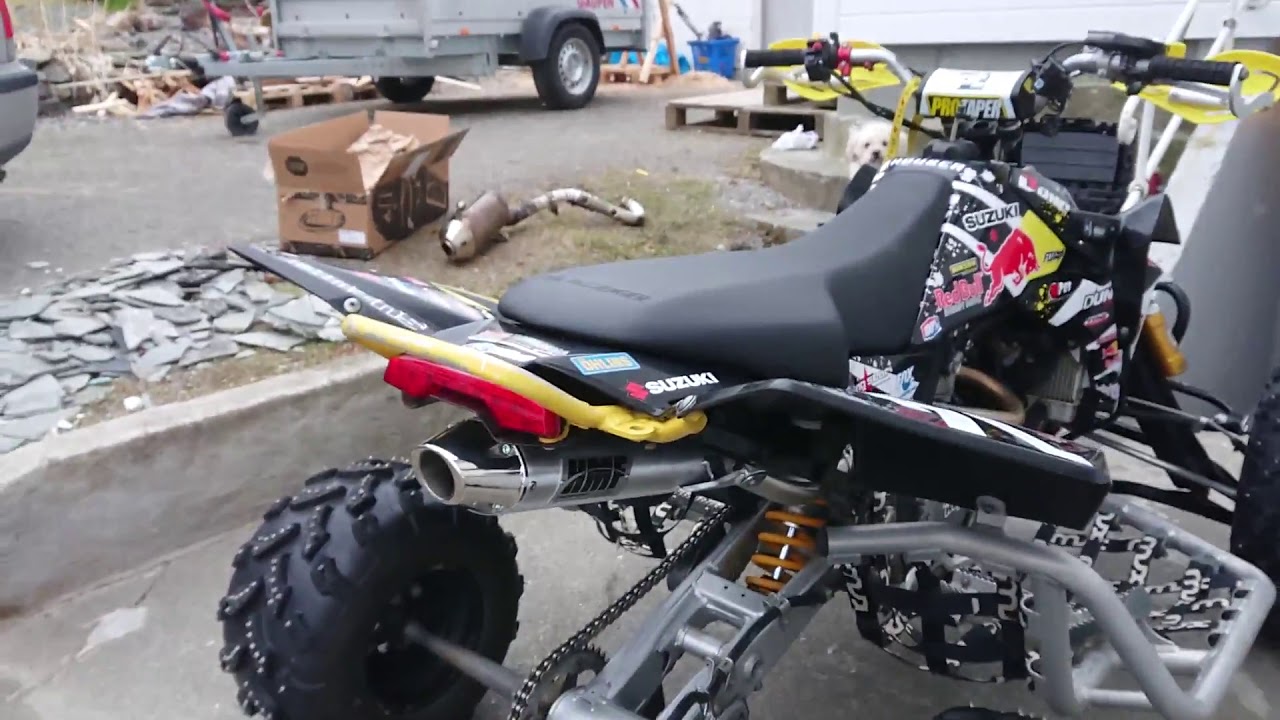 New exhaust Suzuki LTR450 HMF MX full. YouTube