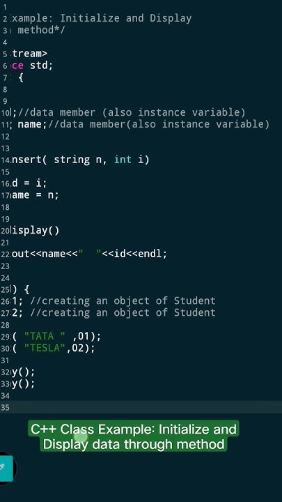 C++ Class Example: Initialize and Display data through method # ...