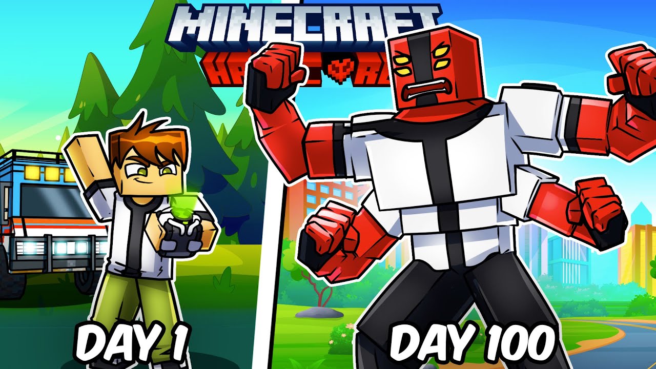 I Survived 100 Days as BEN 10 in Hardcore Minecraft!