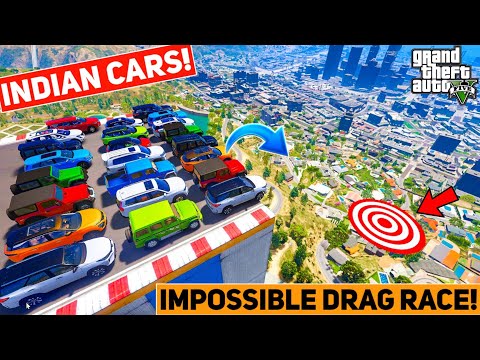 GTA 5: INDIAN CARS Vs HIGHEST JUMPING + DANGEROUS DRAG RACE🔥💪 GTA 5 MODS! INDIAN CARS!