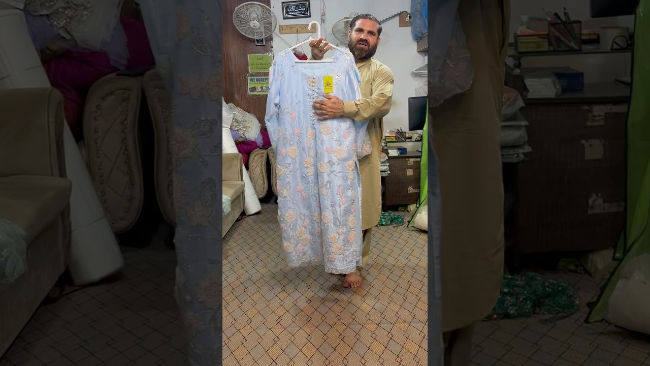 Party wear Dress long shirt with farshi plaso in korean silk cutdana ribbon work 