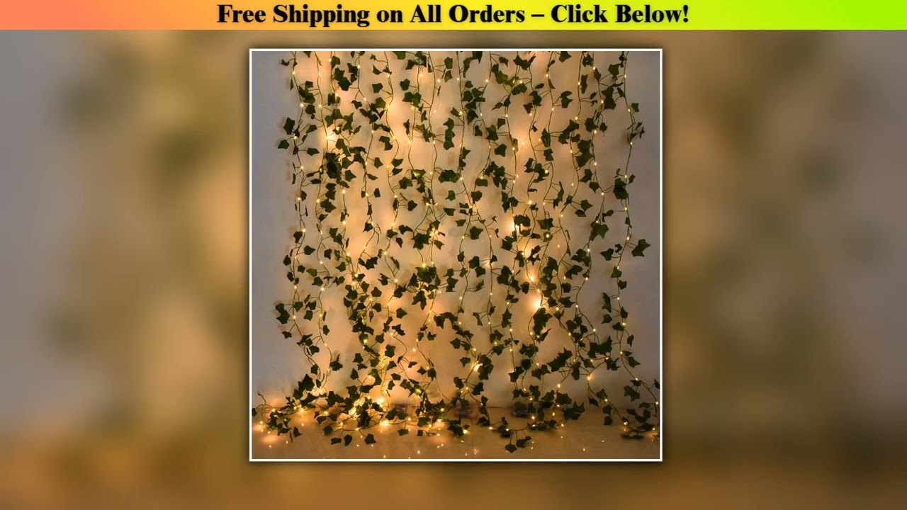 2510M Silk Leaves Fake Creeper Green Leaf Ivy Vine LED String Lights for Home Wedding Hanging Garla