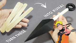 Easiest way on How to make Popsicle Sticks KUNAI Knife without powertools w\/ FREE TEMPLATE