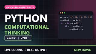 Information GE3151 Problem Solving and Python - Unit 1: Algorithms, Flowcharts, Hanoi | Anna University R2021 Guide
