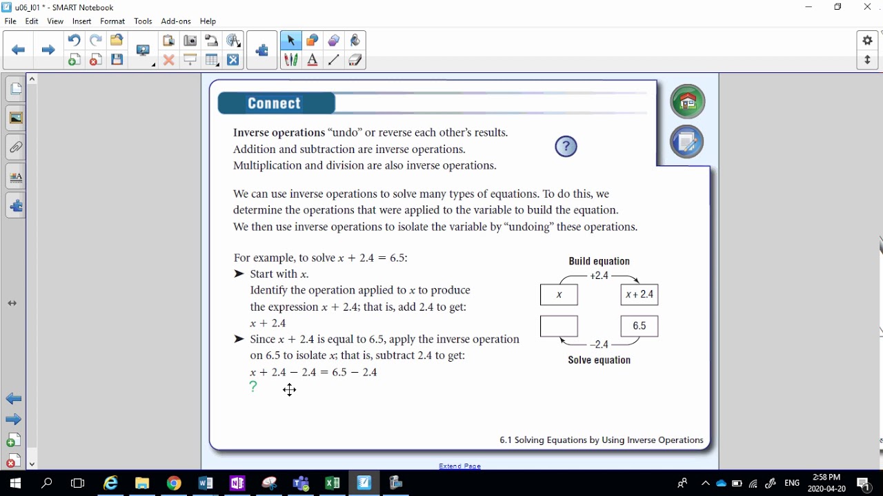 Solve equation with inverse operations - 6.1 part 1 - YouTube