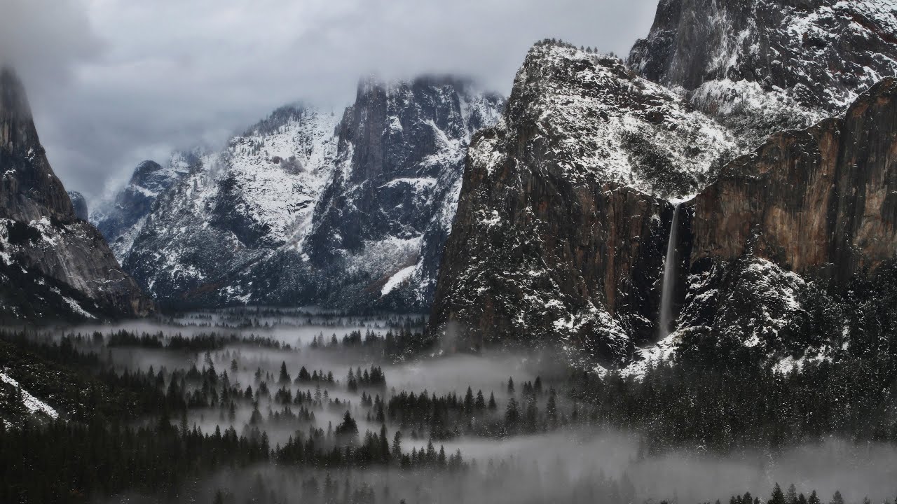Whispers of the Sierras: Snowy Fog & Distant Waterfall Ambience