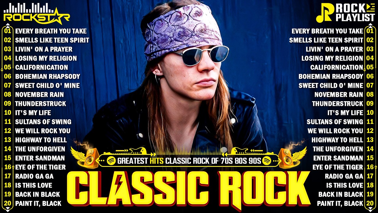 Classic Rock Songs 70s 80s 90s Full Album 🎶 Guns N Roses, Queen, Nirvana, AC/DC, Bon Jovi, Metallica