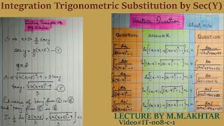 Integration, Trigonometric substitution Secant y Video#IT-008-C-1