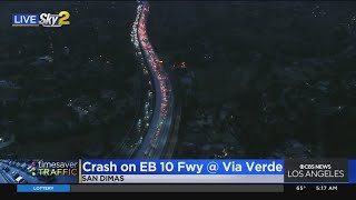 One dead following collision with gasoline tanker on 10 Freeway in San Dimas