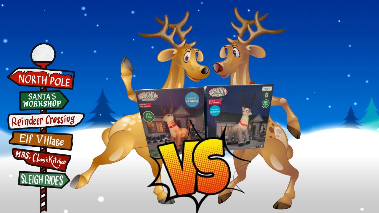 Reindeer Vs Reindeer The Battle of the 20 foot Inflatable Reindeer! At Home Store Gemmy