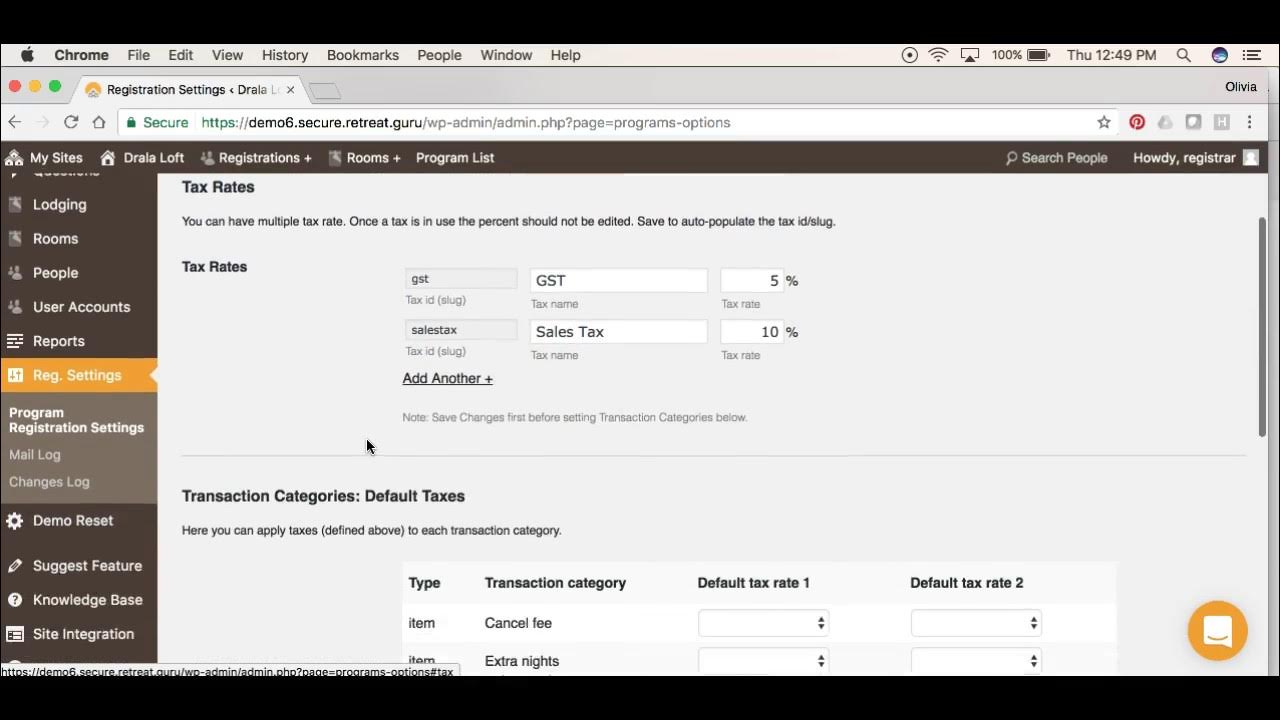 Assign optional items to different transaction categories