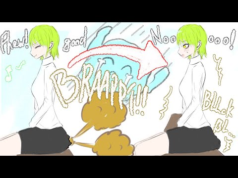 girl farts and poop accident in front of slime 【NEW ANIMATION】