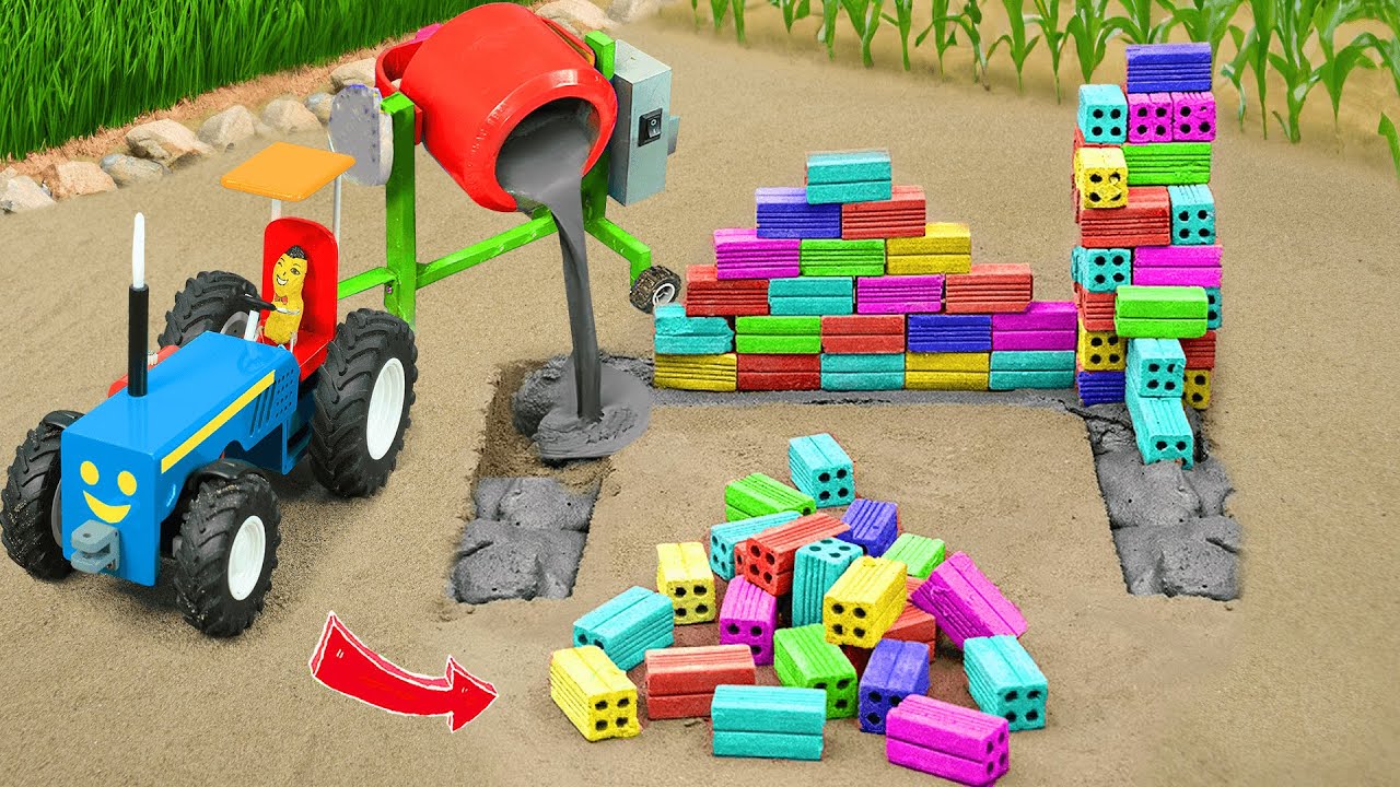 Diy tractor mini Bulldozer to making concrete road | Construction Vehicles, Road Roller #603