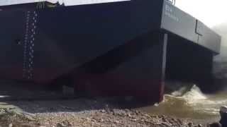Barge launch by Corn Island Shipyard