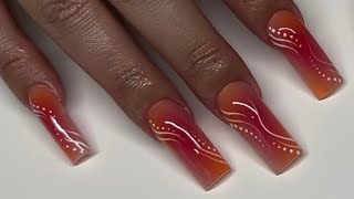 Tropical Airbrush Tie-Dye Subtle 90s Line Work Acrylic Nails