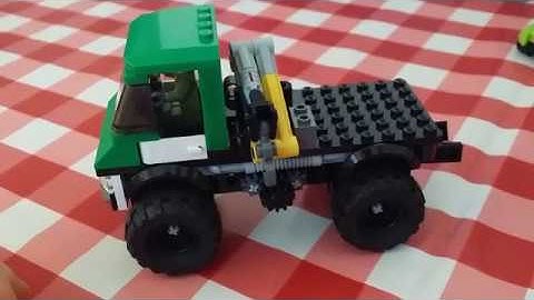 Lego Unimog truck (MOC), with dual towing winch system.