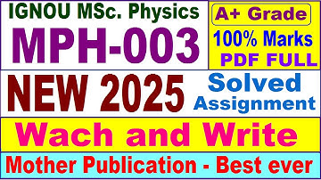 MPH 003 solved assignment 2025 in English || mph 003 solved assignment 2025 || ignou mph003 2025