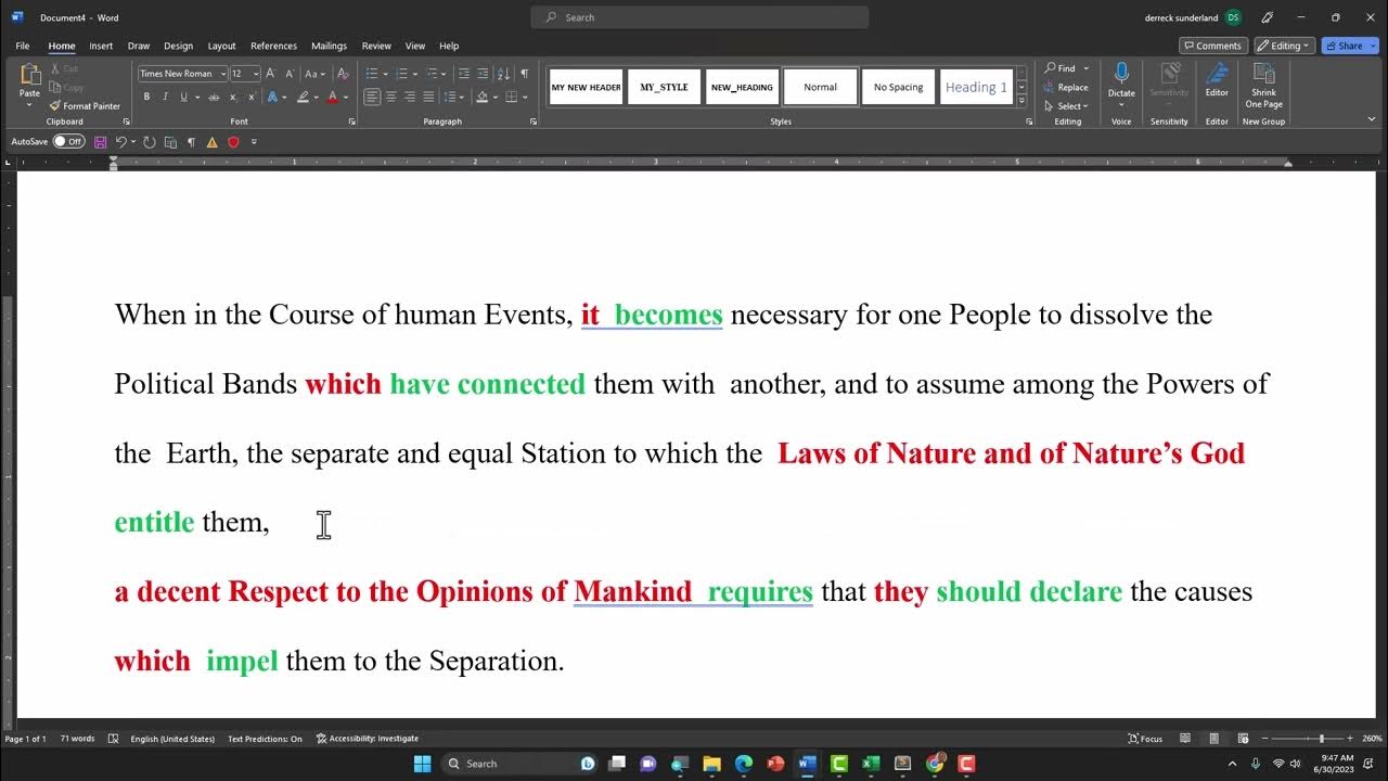 what was the first sentence in the declaration of independence