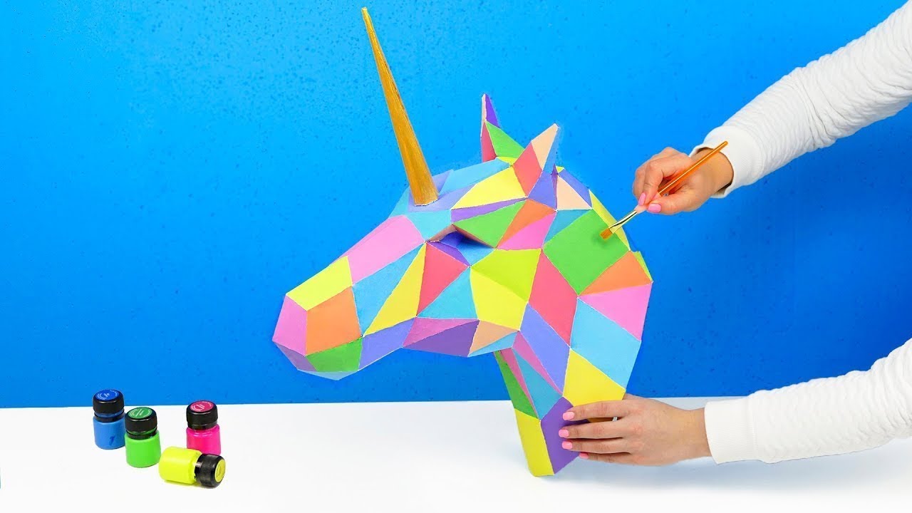 DIY 3D UNICORN FROM PAPER - YouTube