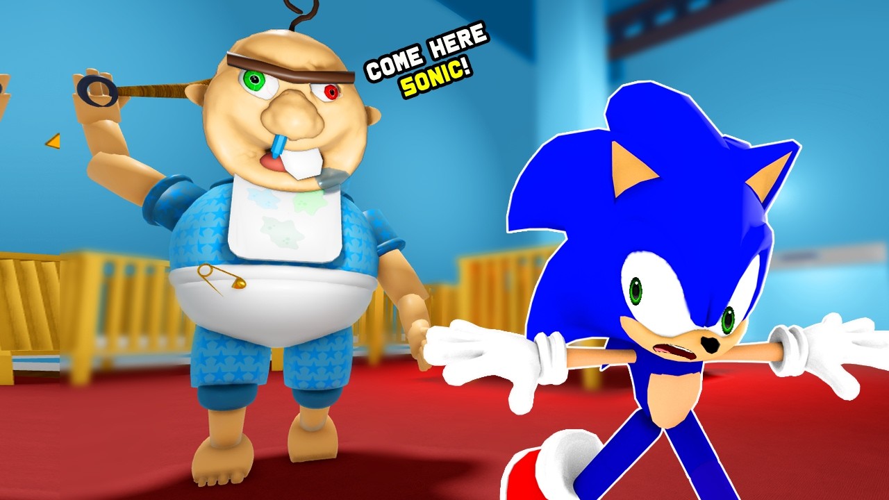 Sonic Escape Baby Bobby Daycare! Sonic Plays Roblox!