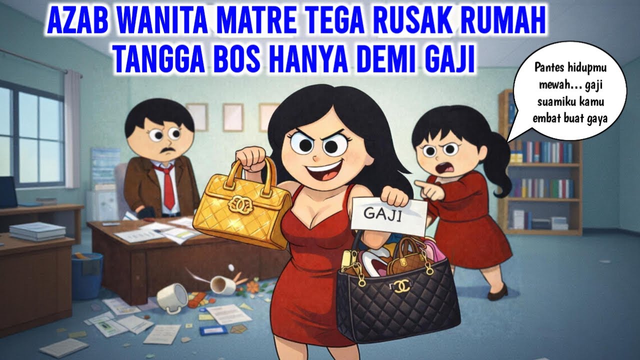 AZAB WANITA MATRE TEGA RUSAK RUMAH TANGGA BOS HANYA DEMI GAJI | ANIMASI AZAB