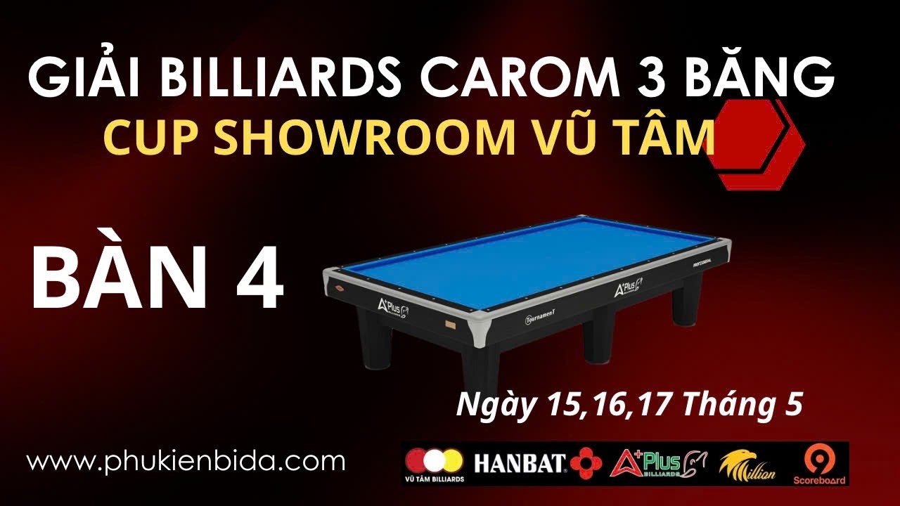 Image of video the Tứ kết THANH LONG (TD) - MINH HIỆP (LD). Bida carom 3 băng, phòng tập Vũ Tâm Billiards 4