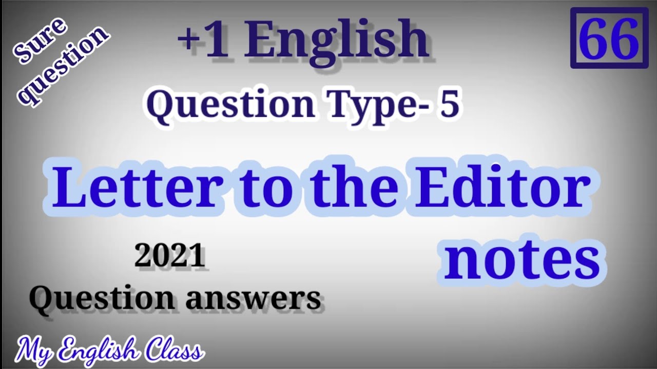Plus One English Letter To The Editor Important Questions Exam Tips 