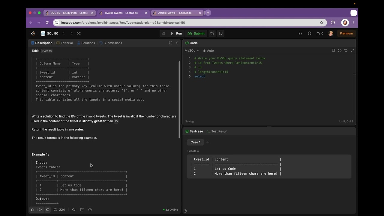 Day 5 | SQL LeetCode 1683: Invalid Tweets | SQL Interview Prep