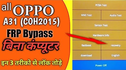 Oppo A31 (cph2015) pin pattern frp unlock without MRT dongle