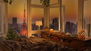 Autumn Night - 4K Cozy Bedroom in Tokyo City with Jazz Music for Relax and Study