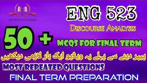 ENG523 || Final Term McQs || Quiz Files || Final Term Preparation || Quiz 3 & 4