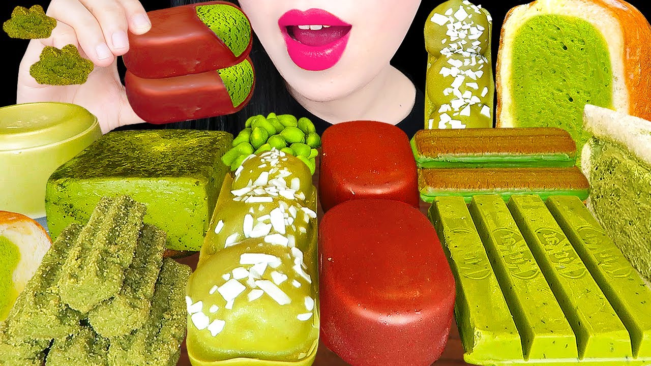 ASMR GREEN TEA MATCHA DESSERTS 말차 아이스크림, 편의점 디저트 먹방 KOREAN CONVENIENCE STORE EATING MUKBANG