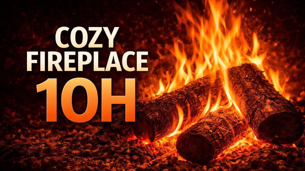 🔥 10 Hours Cozy Fireplace | Crackling Fire Sounds | Warm Dark Ambience for Sleep, Relax & Study
