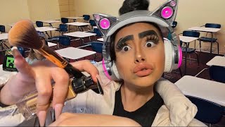 ASMR~ British Girl Chav does your makeup for the first day of school 📚😈 screenshot 5