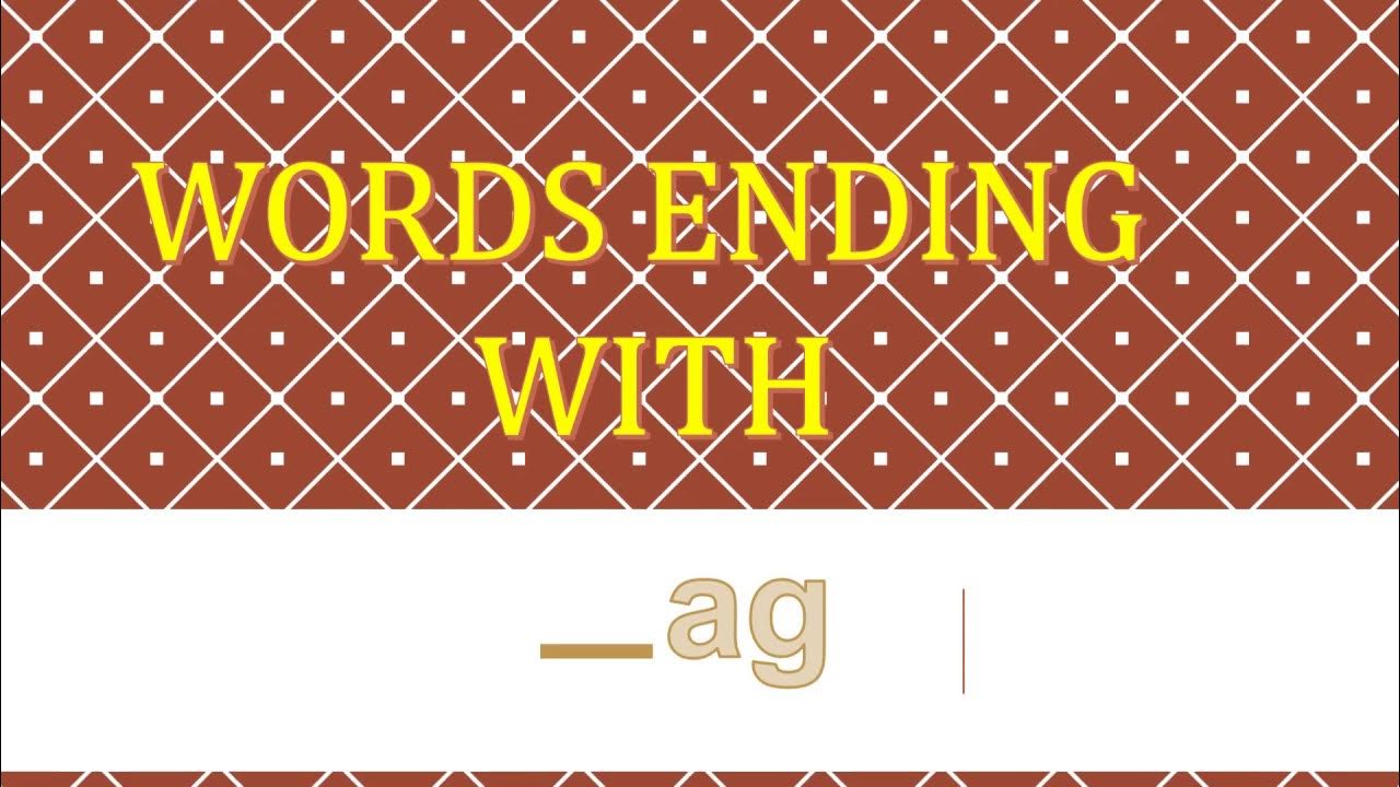 ENGLISH/3 LETTER WORDS/UKG LESSONS/ENGLISH WORDS ENDING WITH ag YouTube