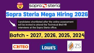 🔥Sopra Steria hiring 2026 | ZS Hiring 2026 | 2025, 2026 Batch Hiring | Off Campus | hire me plz
