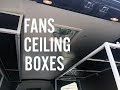 Custom production Transit van ceiling, fan and storage boxes. VLOG #10