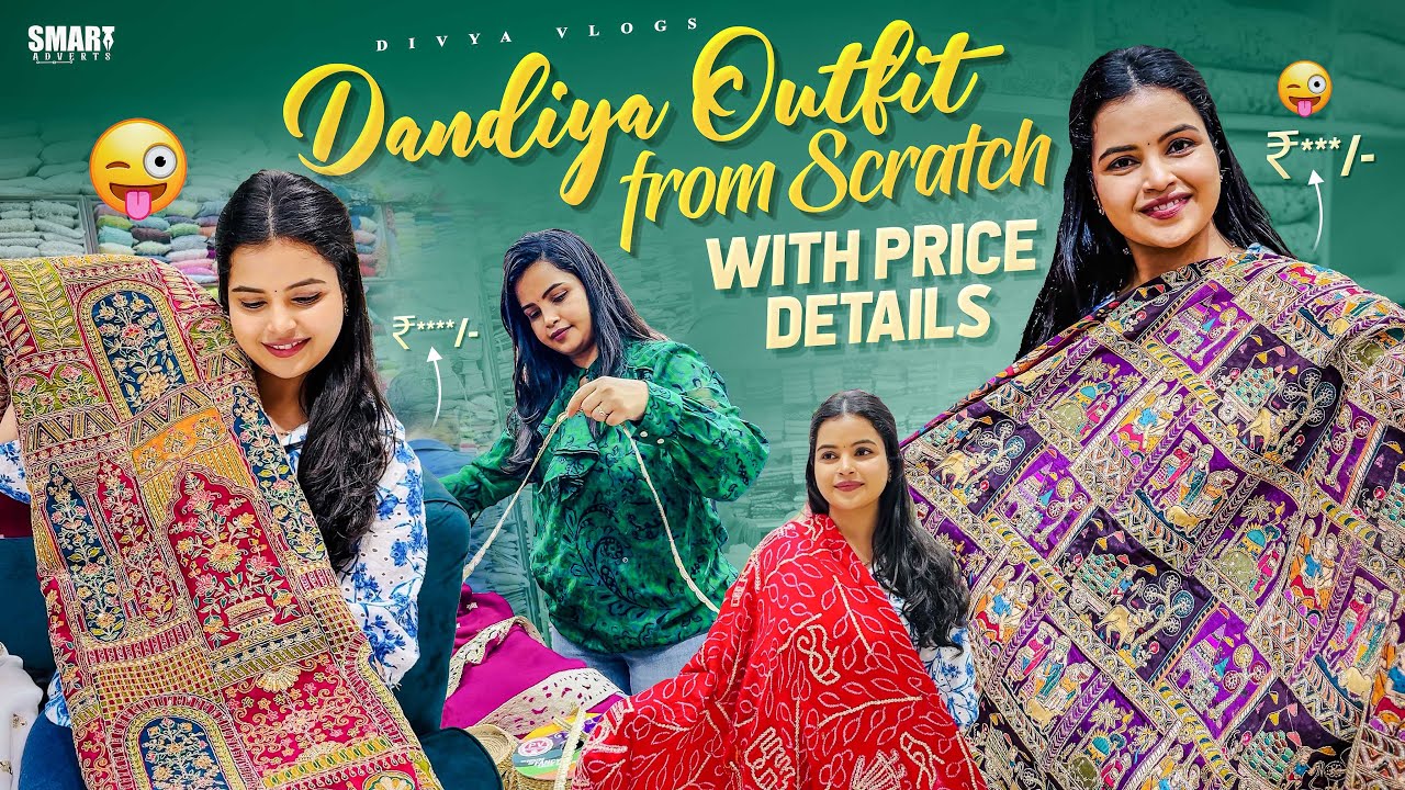Dandiya Outfit From Scratch | Fabric Shopping |  Designer Fabrics Collection || Divya Vlogs ❤️