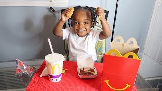 2 Year Old Mcdonalds Happy Meal Mukbang Talk About His Girlfriend Kennedy