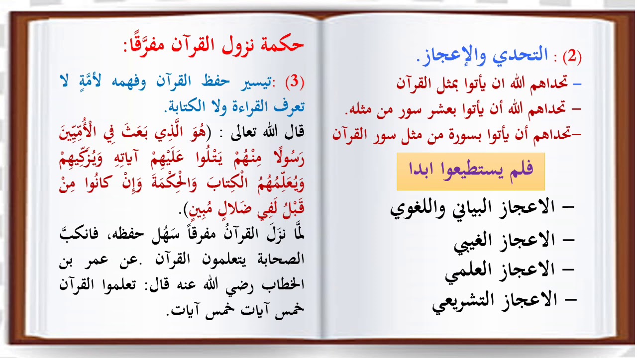 حكمة نزول القرآن الكريم مفرقا ومنجما Youtube