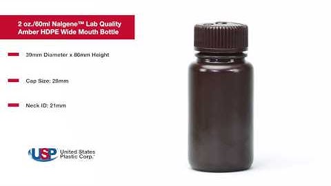 2 oz./60ml Nalgene™ Lab Quality Amber HDPE Wide Mouth Bottle | U.S. PLASTIC CORPORATION®